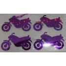4 Bügelpailletten "Motorräder" holo lila